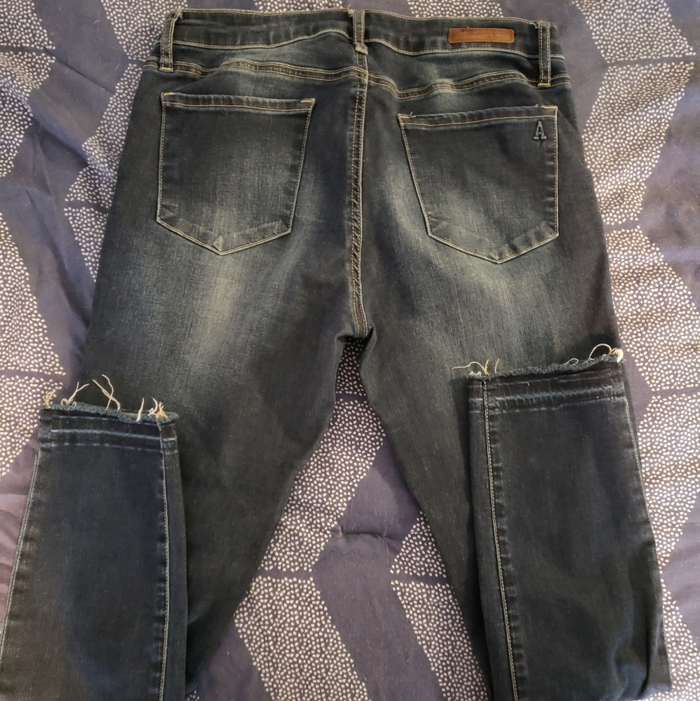 Articles of Society, dark wash raw edge jeans